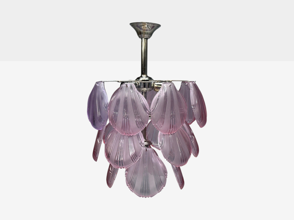 Mid-Century Modern, Purple Shell Motif Murano Glass, Pendant Light, 1960s
