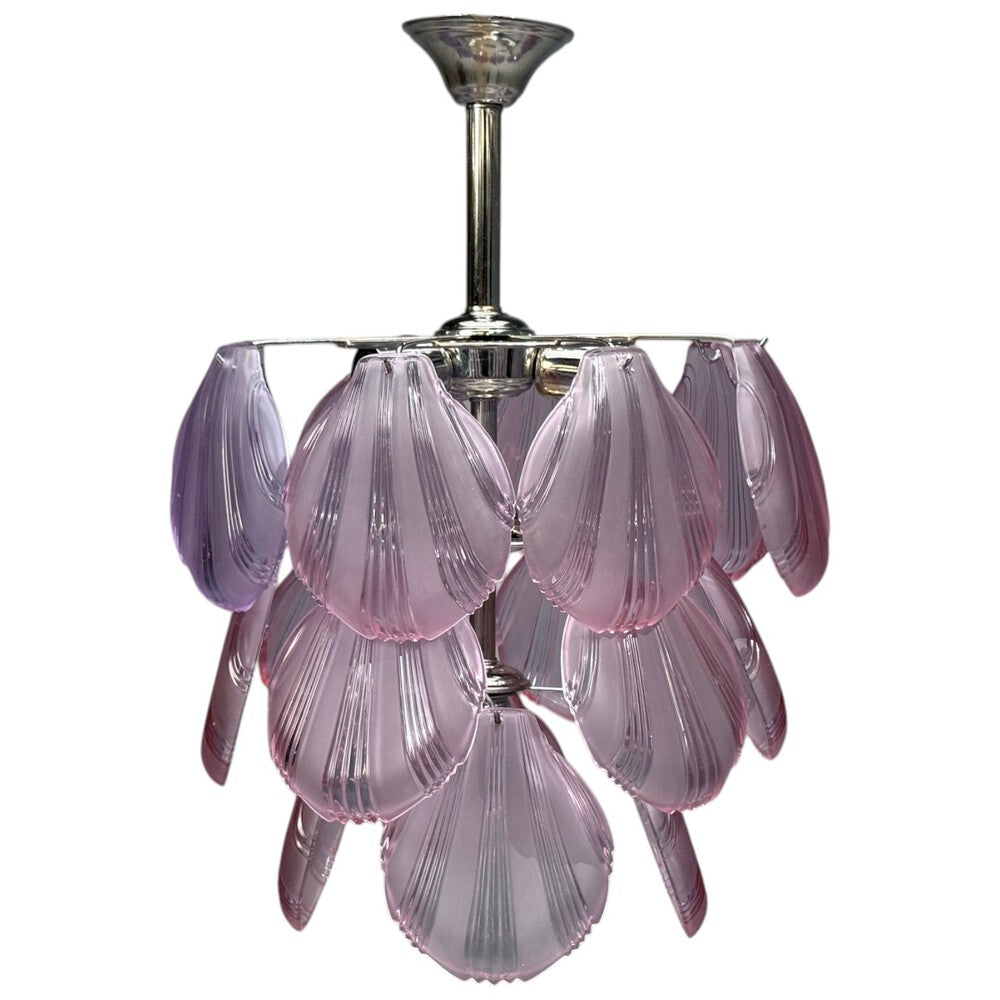 Mid-Century Modern, Purple Shell Motif Murano Glass, Pendant Light, 1960s
