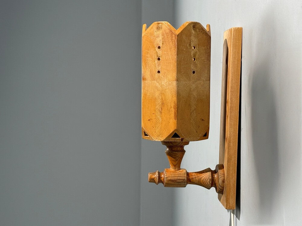 Swedish Modern, Pine, Wall Sconce, Sweden, 1970s