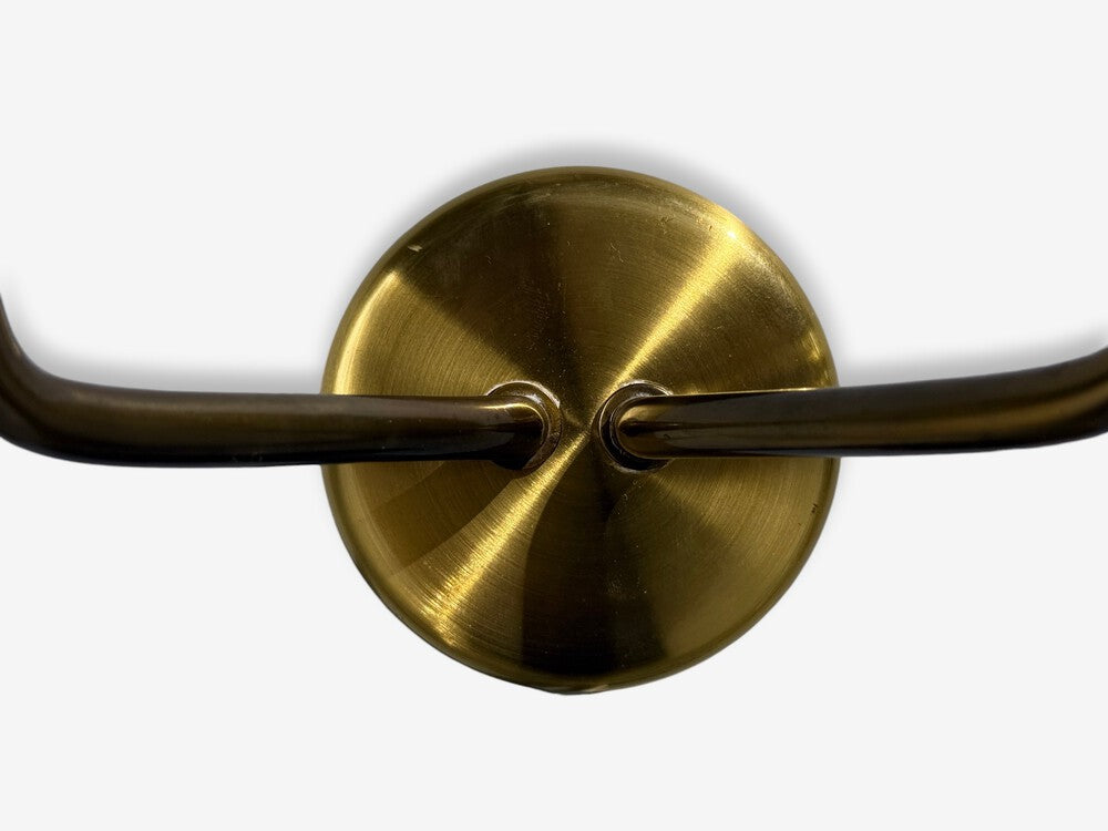 Swedish Modern, Double Wall Sconce, Brass, Glass, Sweden, 1980s