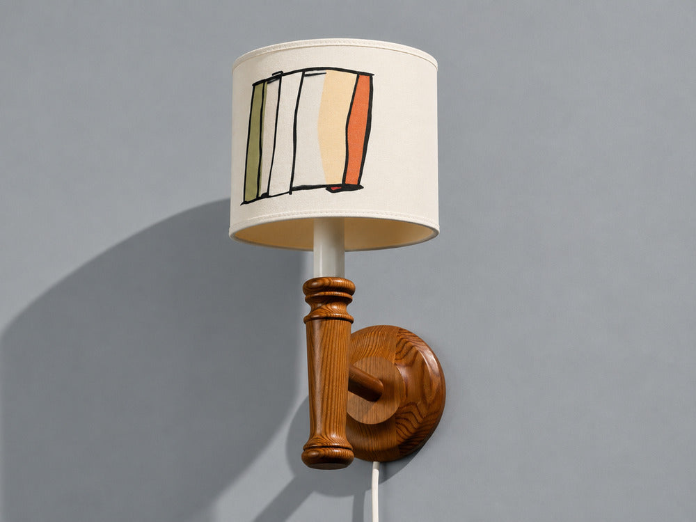 Scandinavian Modern, Wall Sconce, Pine, Fabric, Sweden, 1970s