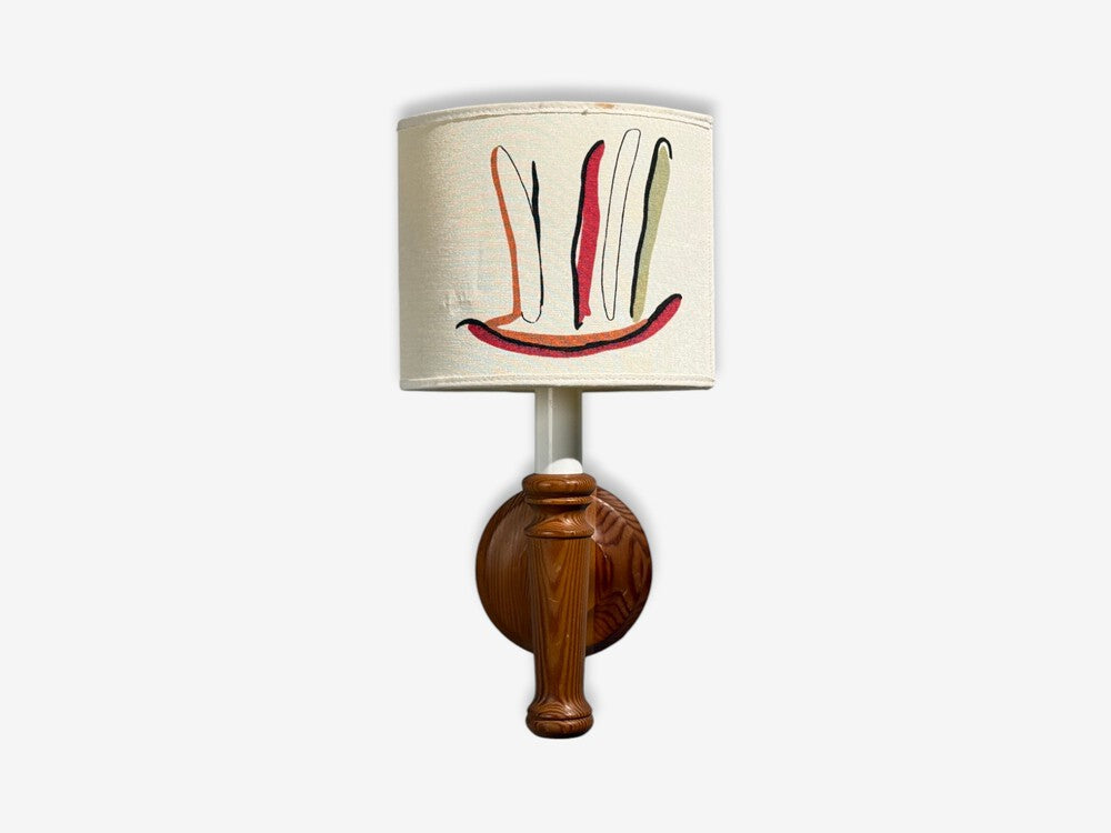 Scandinavian Modern, Wall Sconce, Pine, Fabric, Sweden, 1970s