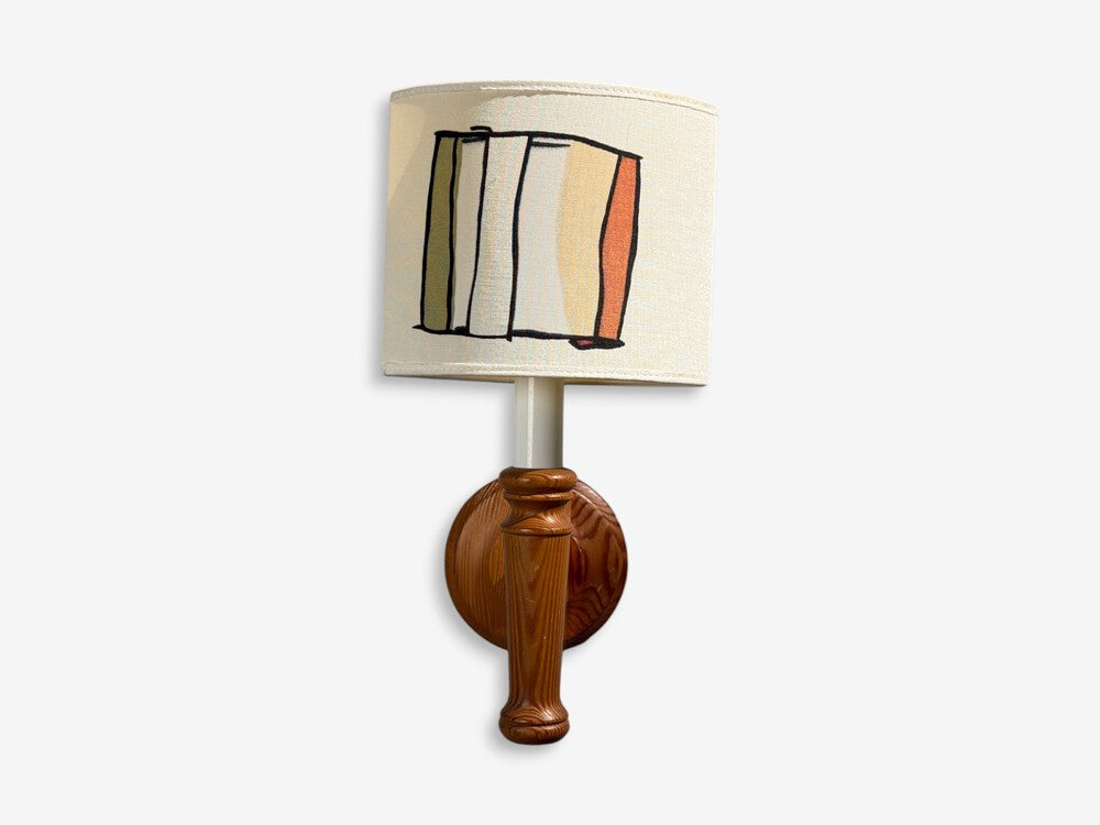 Scandinavian Modern, Wall Sconce, Pine, Fabric, Sweden, 1970s