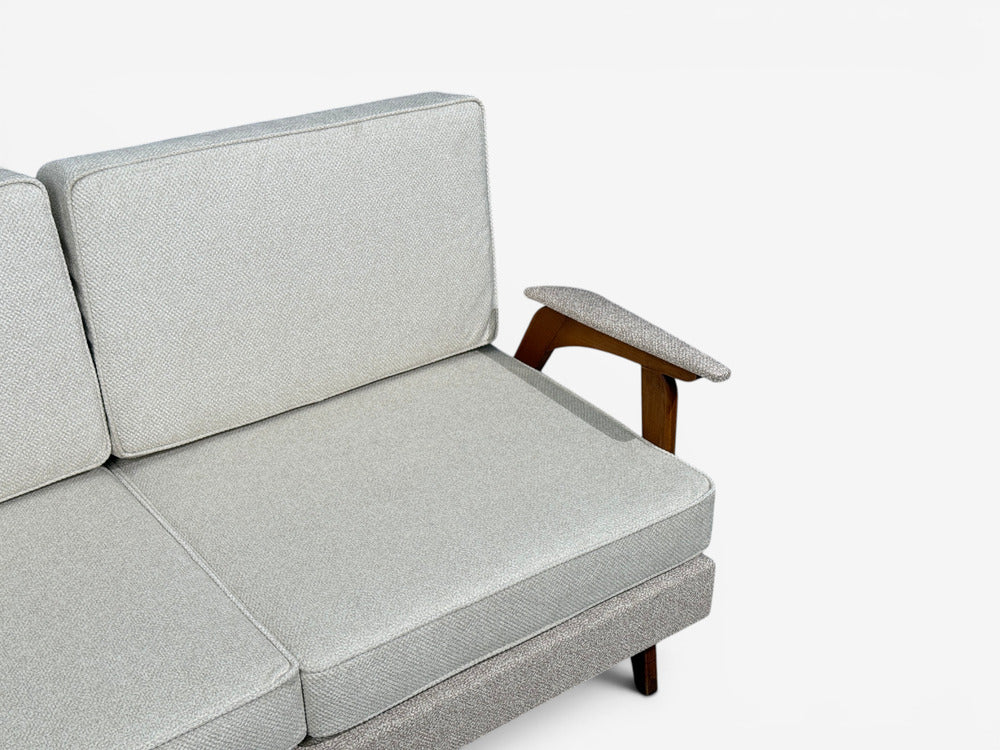 Peter Hvidt & Orla Mølgaard-Nielsen Style, Settee, Cream Boucle, Denmark, 1960s