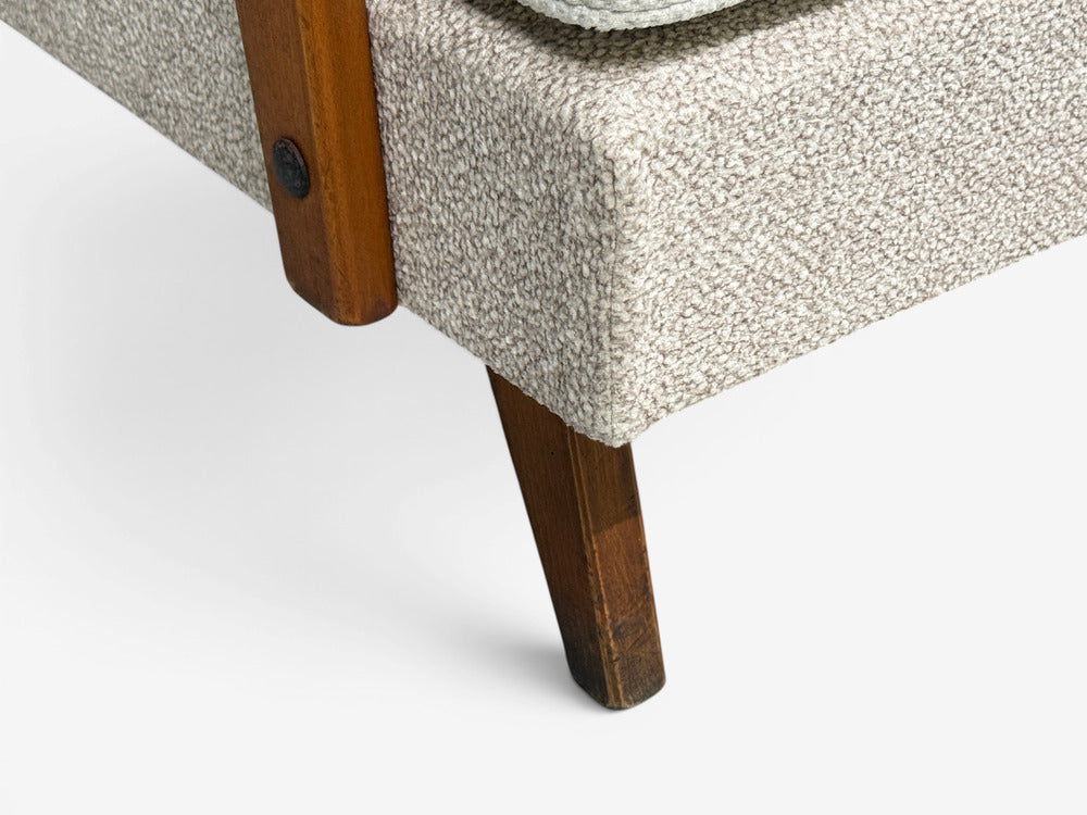 Peter Hvidt & Orla Mølgaard-Nielsen Style, Settee, Cream Boucle, Denmark, 1960s