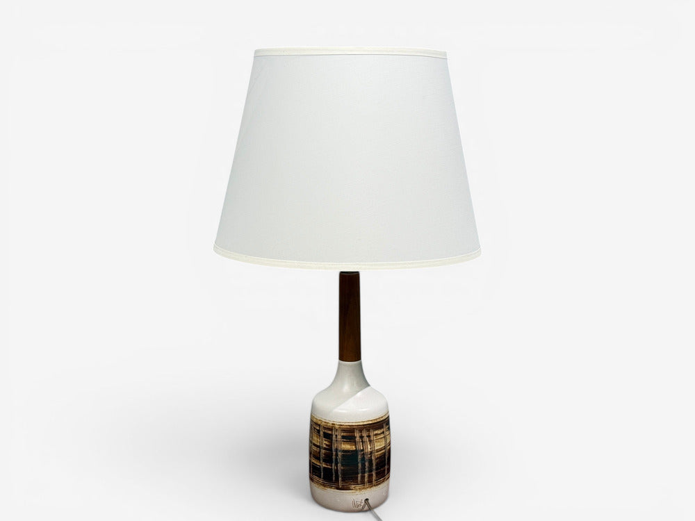 Gordon & Jane Martz, Table Lamp, Walnut, Beige Ceramic, USA, 1960s