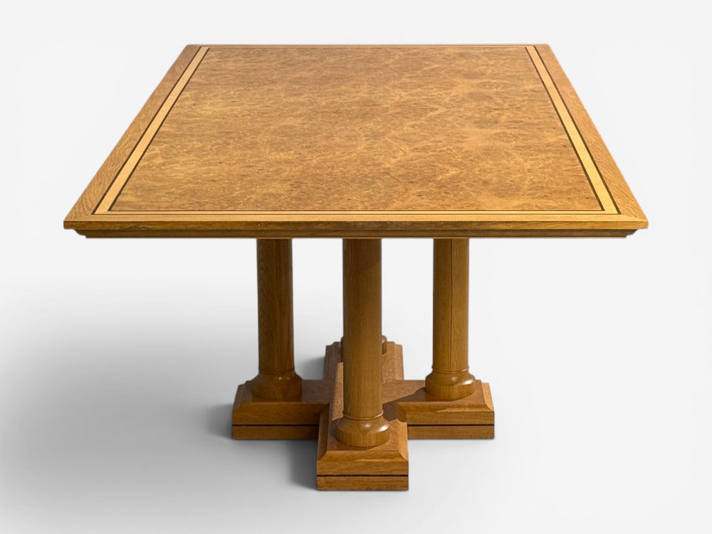 David Linley, Inlaid Dining Table, Burlwood Oak, United Kingdom, 2000s