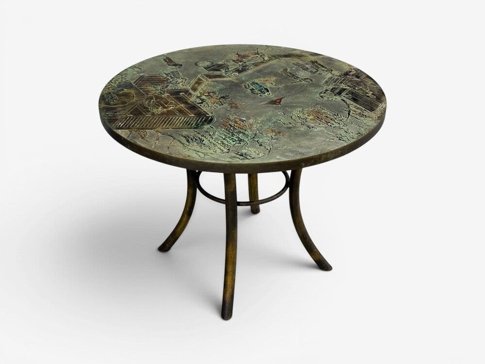 Philip and Kelvin LaVerne, Rare Center Table, Bronze, USA, 1960s