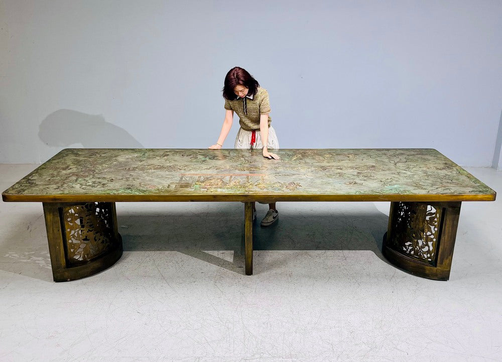 Philip and Kelvin LaVerne, Rare and Important Dining Table, Bronze, USA, 1960s