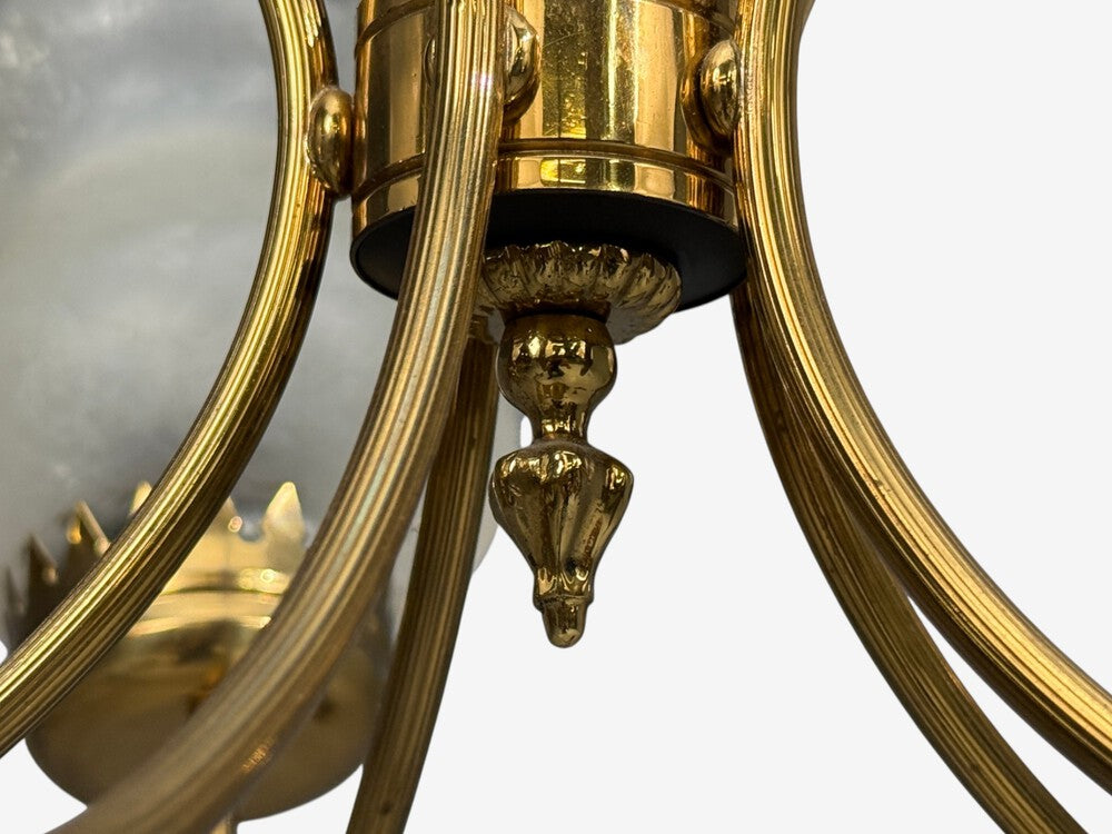 Swedish Modern, Pendant Light, Brass, Glass, Sweden, 1950s