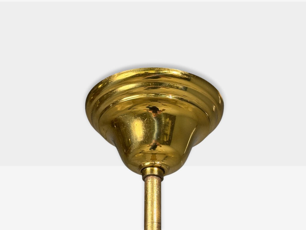 Swedish Modern, Pendant Light, Brass, Glass, Sweden, 1950s
