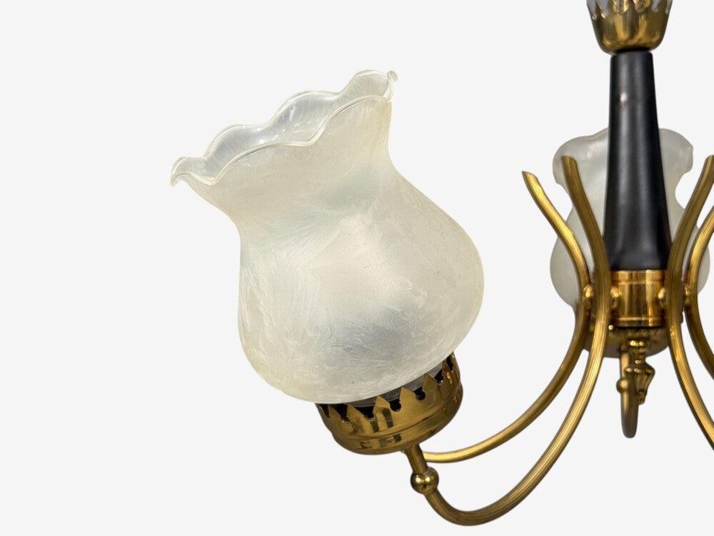 Swedish Modern, Pendant Light, Brass, Glass, Sweden, 1950s