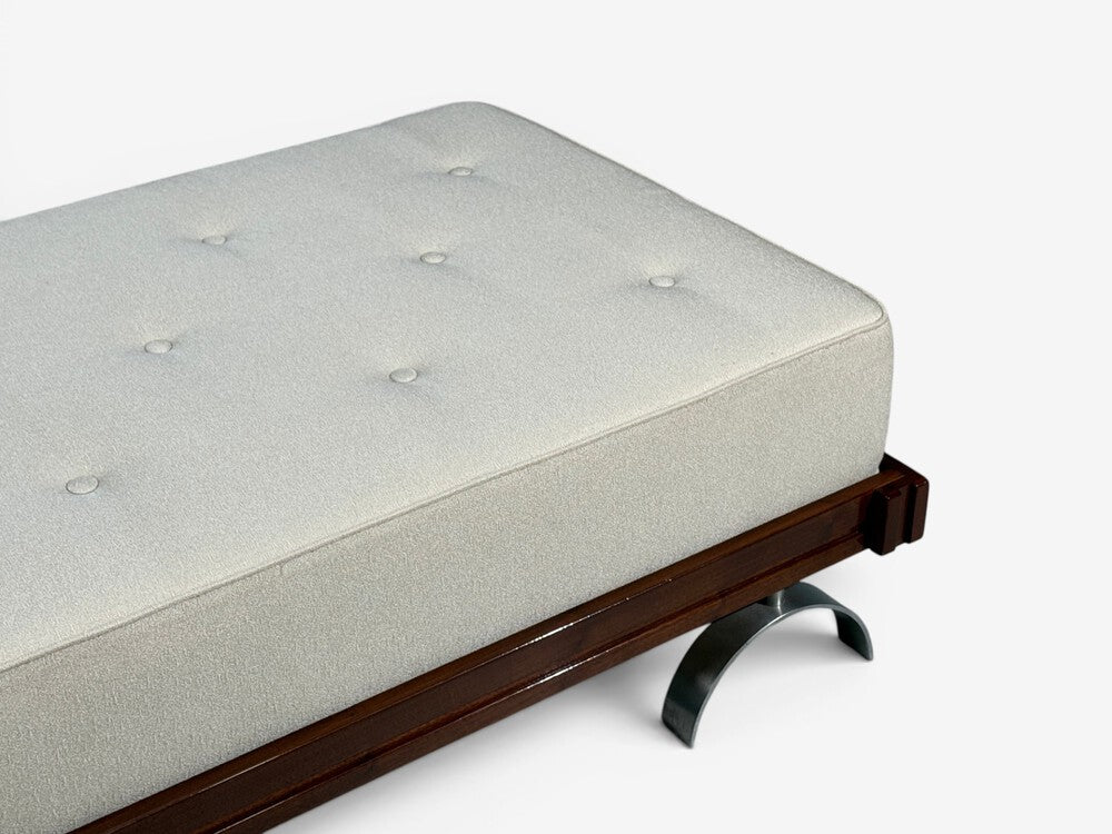 Martin Borenstein, Daybed, Walnut, Steel, Beige Upholstery, USA, 1960s