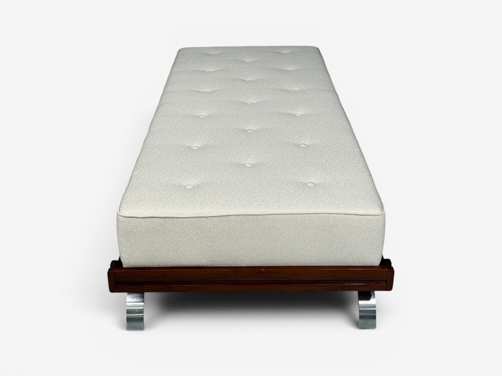 Martin Borenstein, Daybed, Walnut, Steel, Beige Upholstery, USA, 1960s