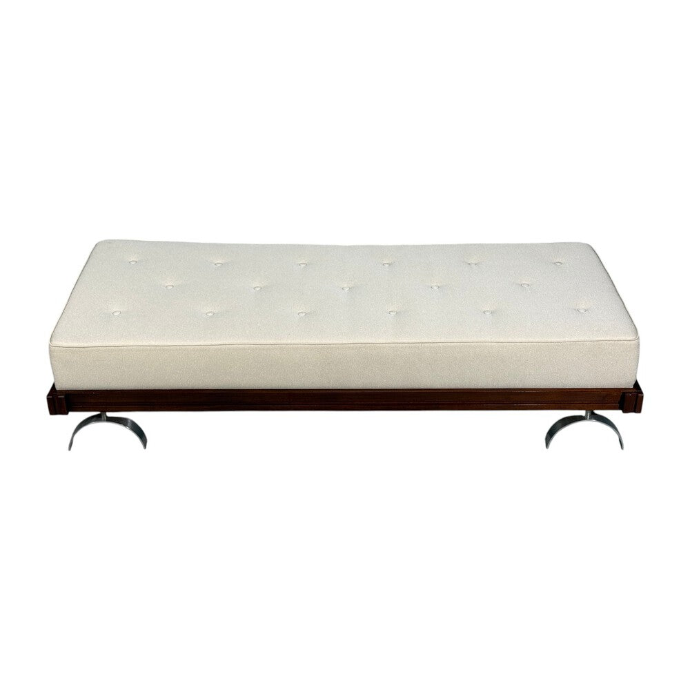 Martin Borenstein, Daybed, Walnut, Steel, Beige Upholstery, USA, 1960s