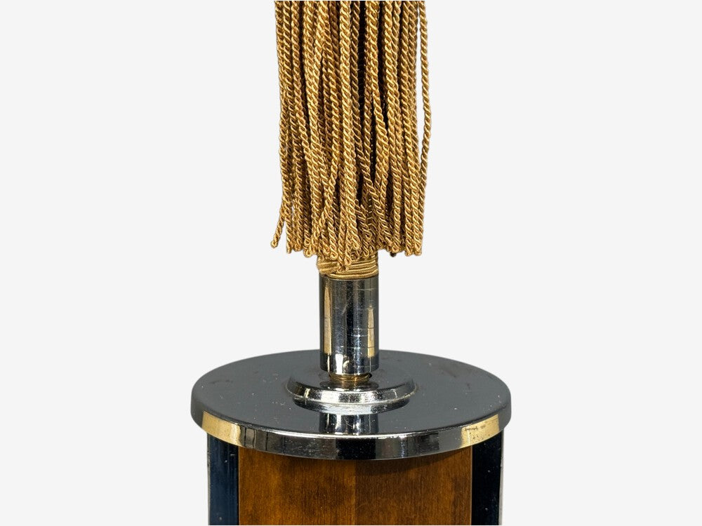 Swedish Art Deco, Pendant Light, Burl, Cord, Glass, Chrome, Sweden, 1930s