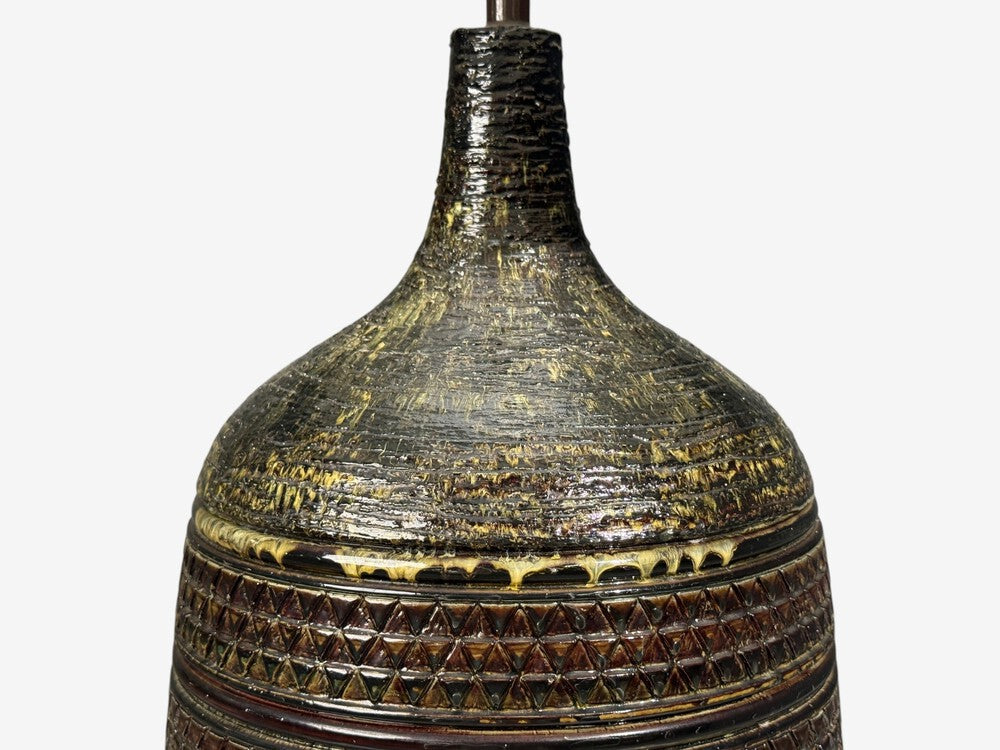Bitossi attr., Monumental Table Lamp, Green Glazed Ceramic, Italy, 1960s