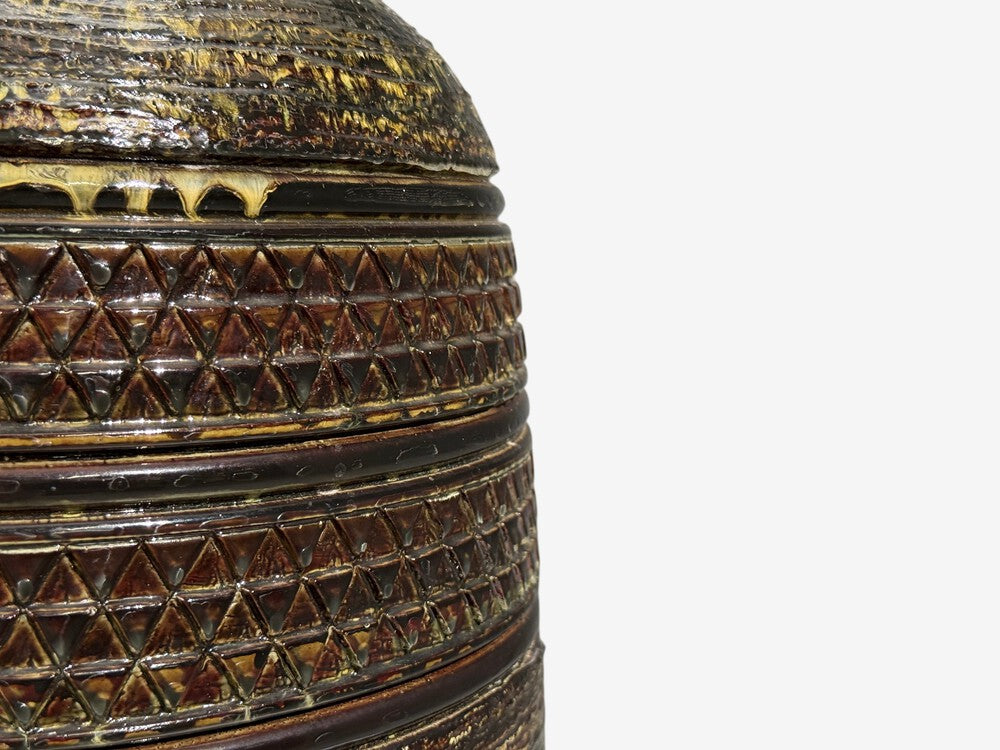 Bitossi attr., Monumental Table Lamp, Green Glazed Ceramic, Italy, 1960s