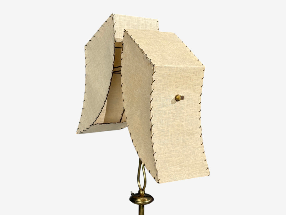 American Modern, Floor Lamp, Walnut, Brass, Vellum, USA, 1950s
