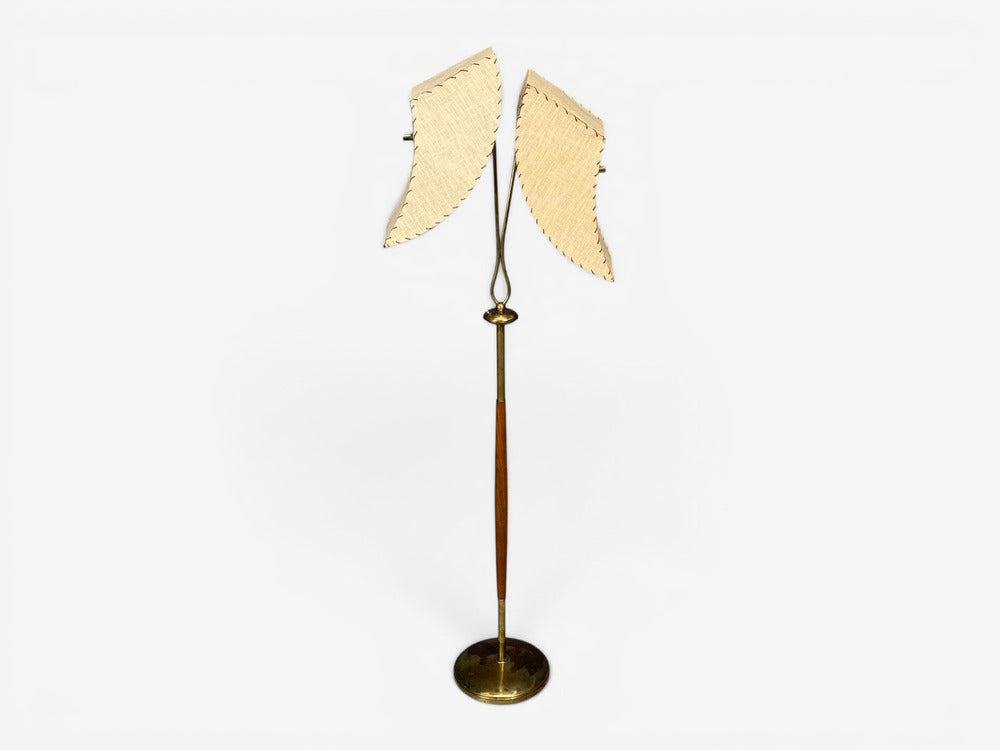 American Modern, Floor Lamp, Walnut, Brass, Vellum, USA, 1950s