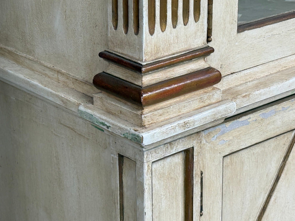 French Regency, Monumental Bookcases, Cream Painted Wood, Gilt, France, 19th c.