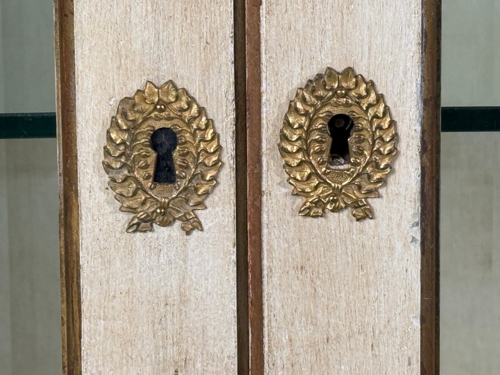 French Regency, Monumental Bookcases, Cream Painted Wood, Gilt, France, 19th c.
