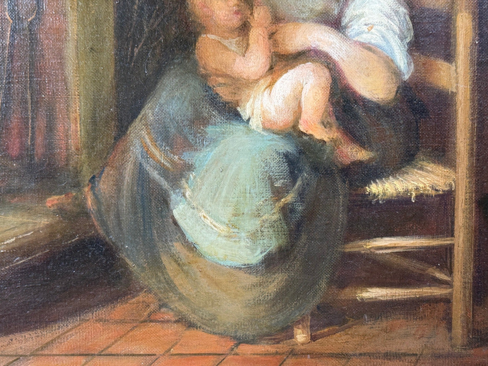 Oil on Canvas, Mother and Child, Signed A. Ripa, France, 19th/20th c.