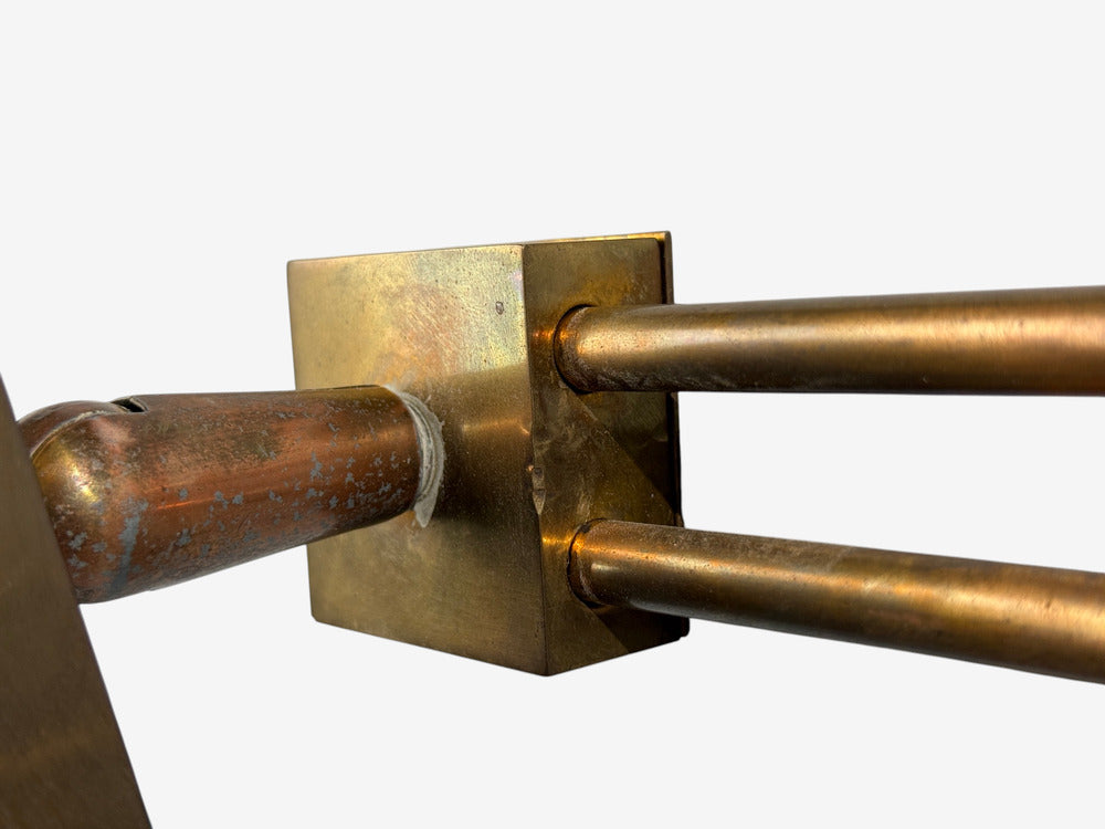 Paavo Tynell Style, Large Double Wall Sconce, Pierced Brass, Finland, 1950s