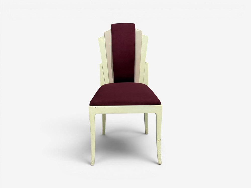 Vladimir Kagan, Mid-Century Modern, Six Eva Dining Chairs, Maroon, USA, 1983