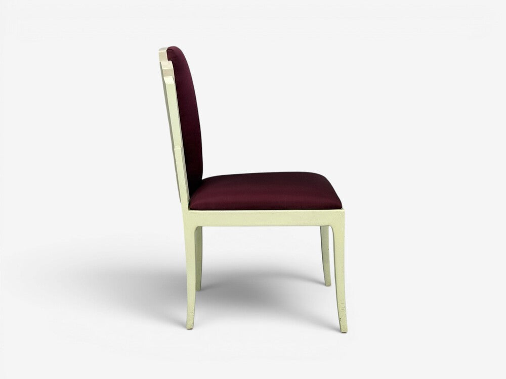 Vladimir Kagan, Mid-Century Modern, Six Eva Dining Chairs, Maroon, USA, 1983