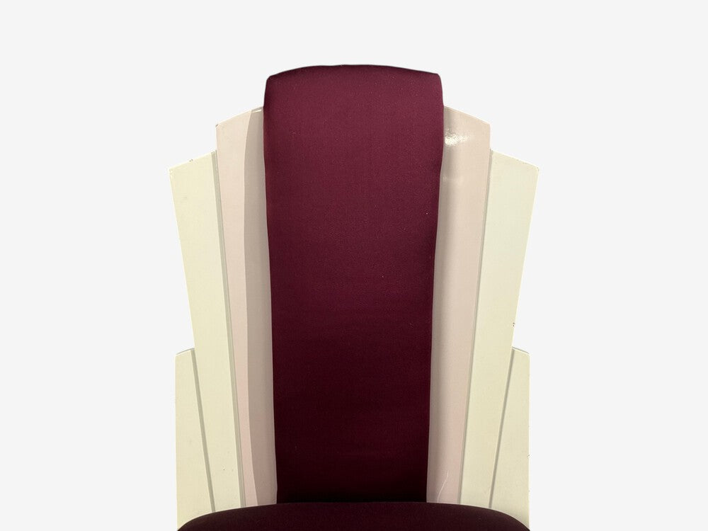 Vladimir Kagan, Mid-Century Modern, Six Eva Dining Chairs, Maroon, USA, 1983