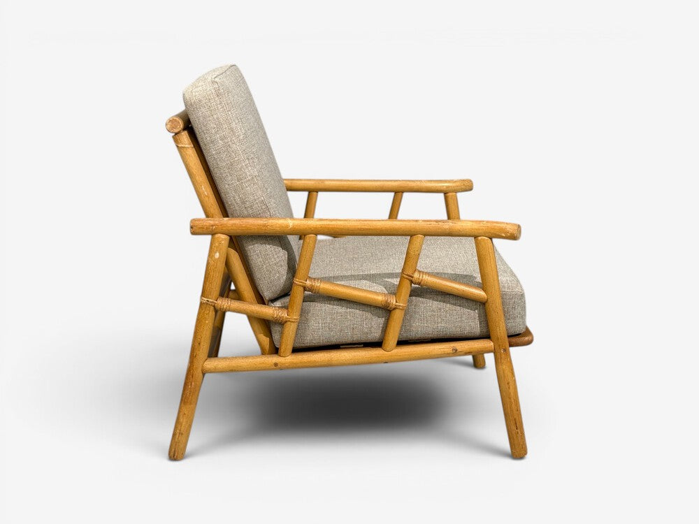 Ficks Reed, Lounge Chairs, Bamboo, Cane, Beige Tweed, USA, 1950s