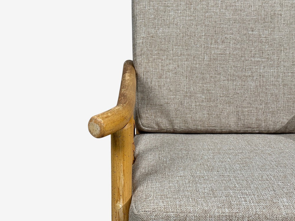 Ficks Reed, Lounge Chairs, Bamboo, Cane, Beige Tweed, USA, 1950s