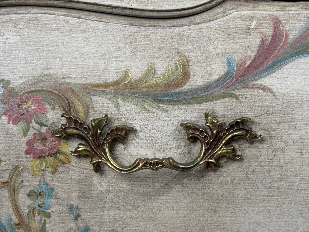 Venetian, Bombe Commode, Chinoiserie Painted, Faux Marble Top, Italy, 1920s
