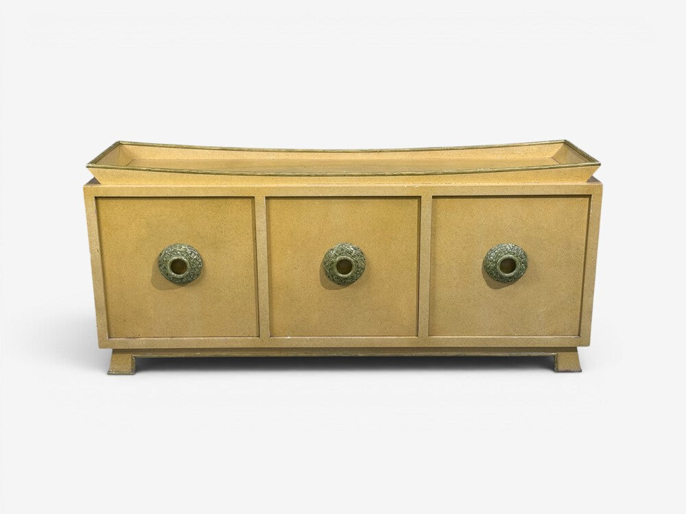 James Mont, Credenza, Yellow Painted Wood, USA, 1950s