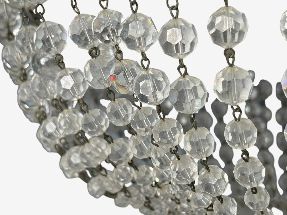 Neoclassical, Basket Flush Mount Ceiling Light, Bronze, Crystal, France, 20th c.