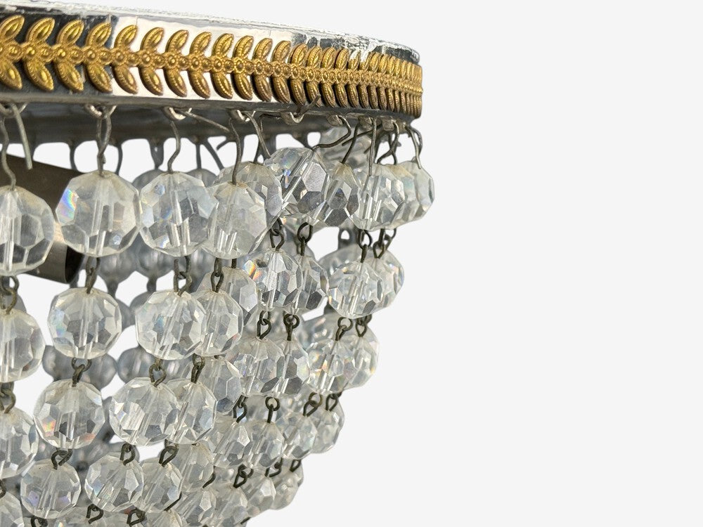 Neoclassical, Basket Flush Mount Ceiling Light, Bronze, Crystal, France, 20th c.