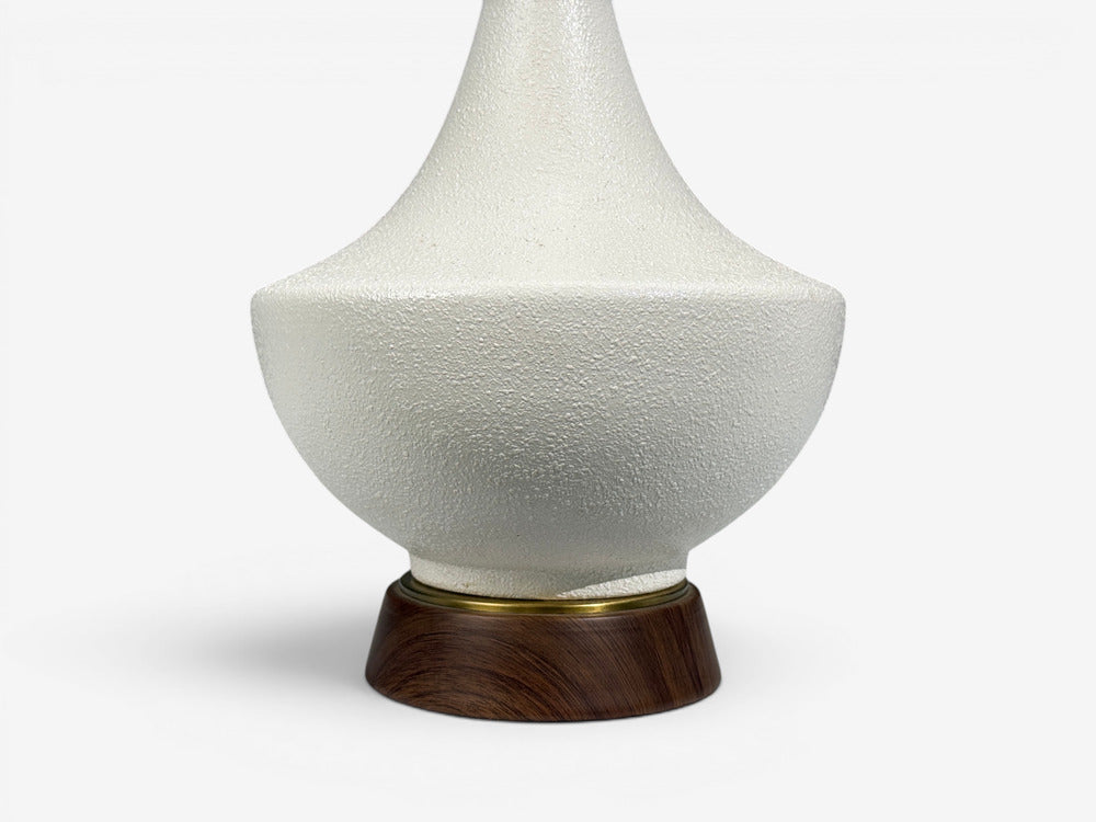 American Modern, Large Table Lamps, Porcelain, Walnut, Brass, USA, 1950s