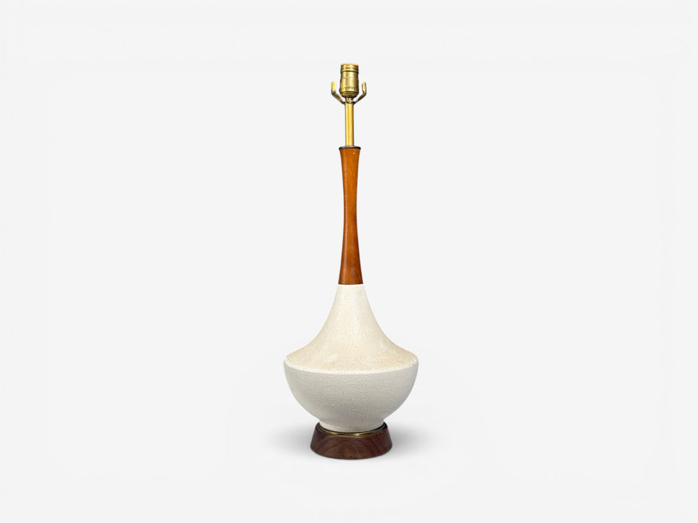 American Modern, Large Table Lamps, Porcelain, Walnut, Brass, USA, 1950s