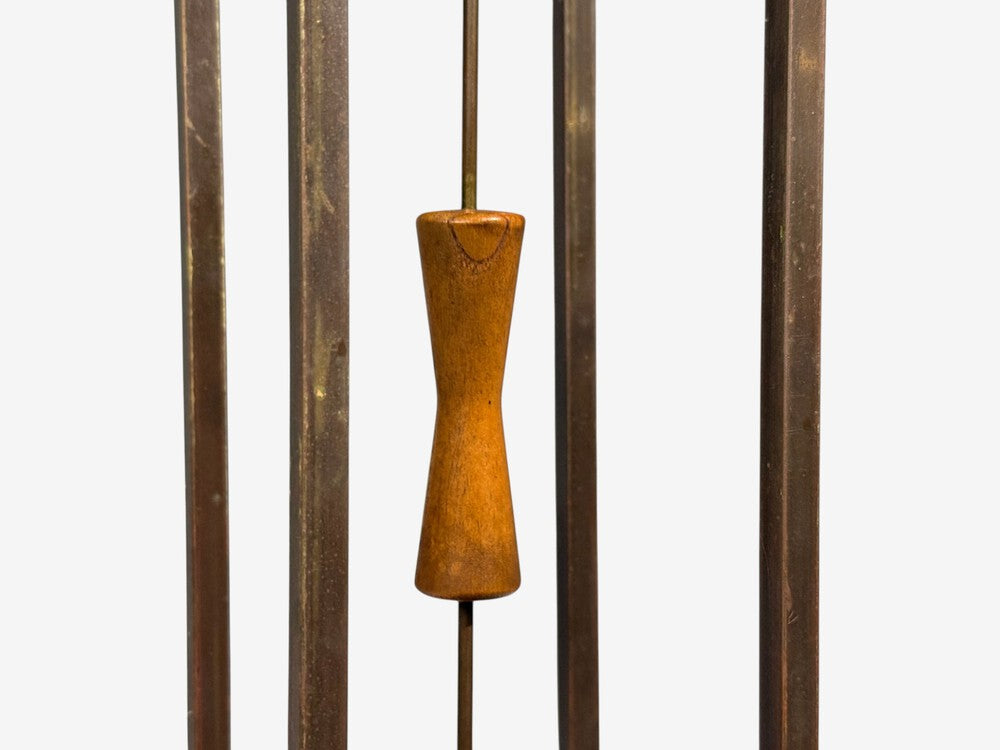 American Modern, Cage Form Table Lamp, Walnut, Brass, USA, 1960s