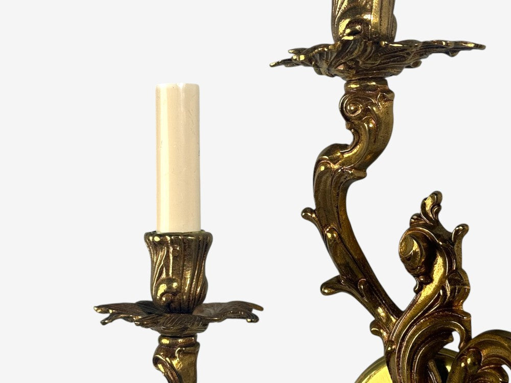 Louis XV Rococo Style, Candle Holder Sconces or Wall Lights, Bronze, Plastic, France, 20th c.