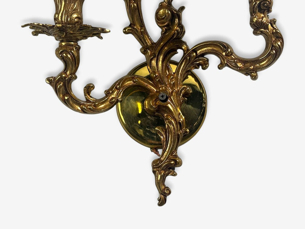Louis XV Rococo Style, Candle Holder Sconces or Wall Lights, Bronze, Plastic, France, 20th c.