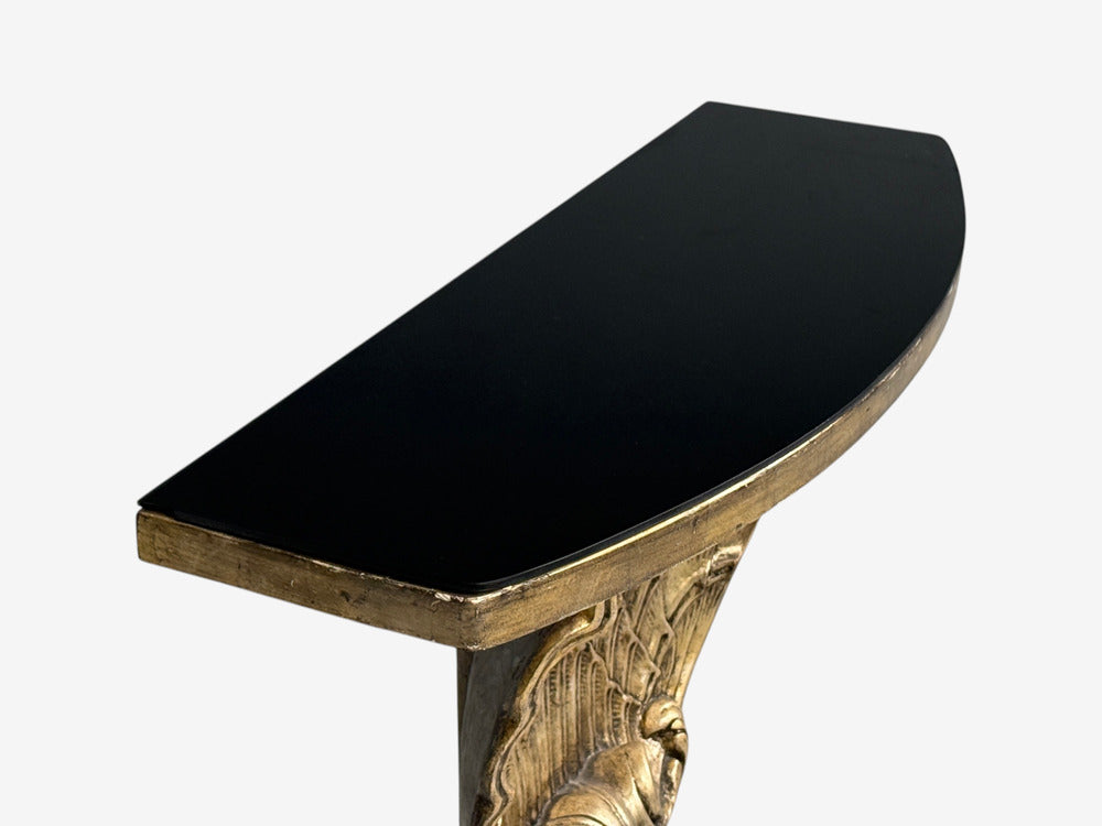 Grosfeld House attr., Hollywood Regency, Shell Console, Silver Leaf, USA, 1970s