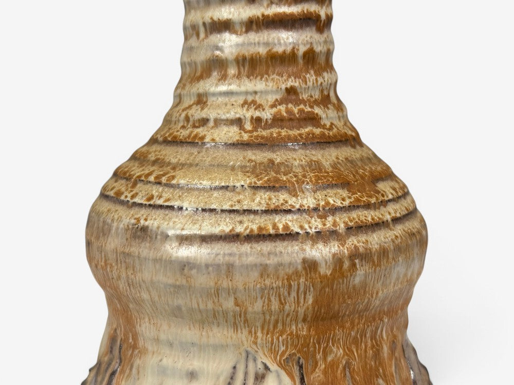 BJ Keramik, Brutalist Table Lamp, Beige Stoneware, Denmark, 1960s