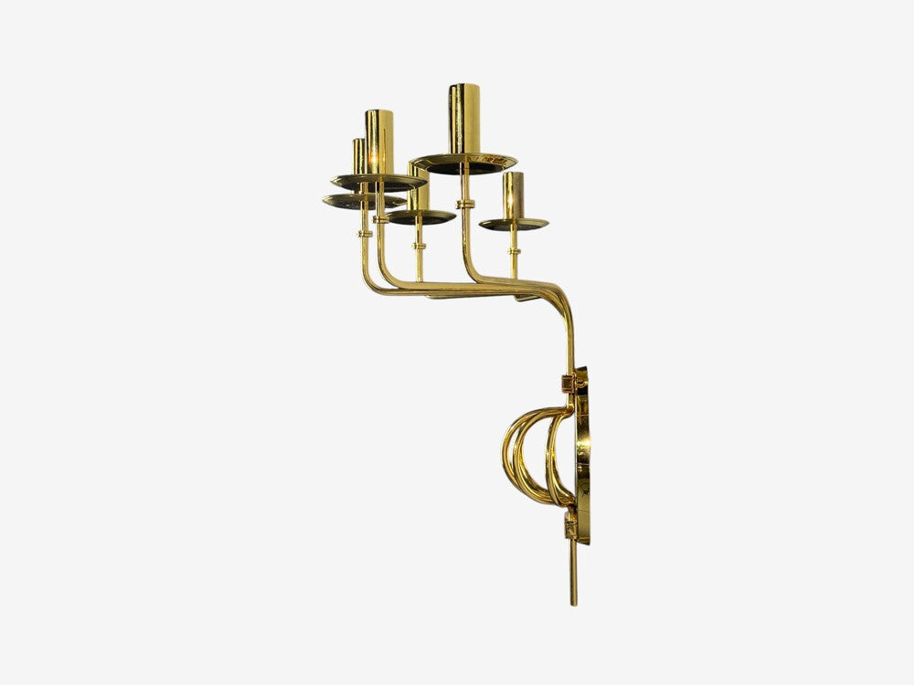 Tommi Parzinger, Candleholder Sconces, Polished Brass, Metal, USA c. 1955