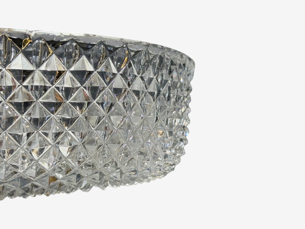 Carl Fagerlund Style, Pendant Light, Brass, Textured Glass, Sweden, 1960s