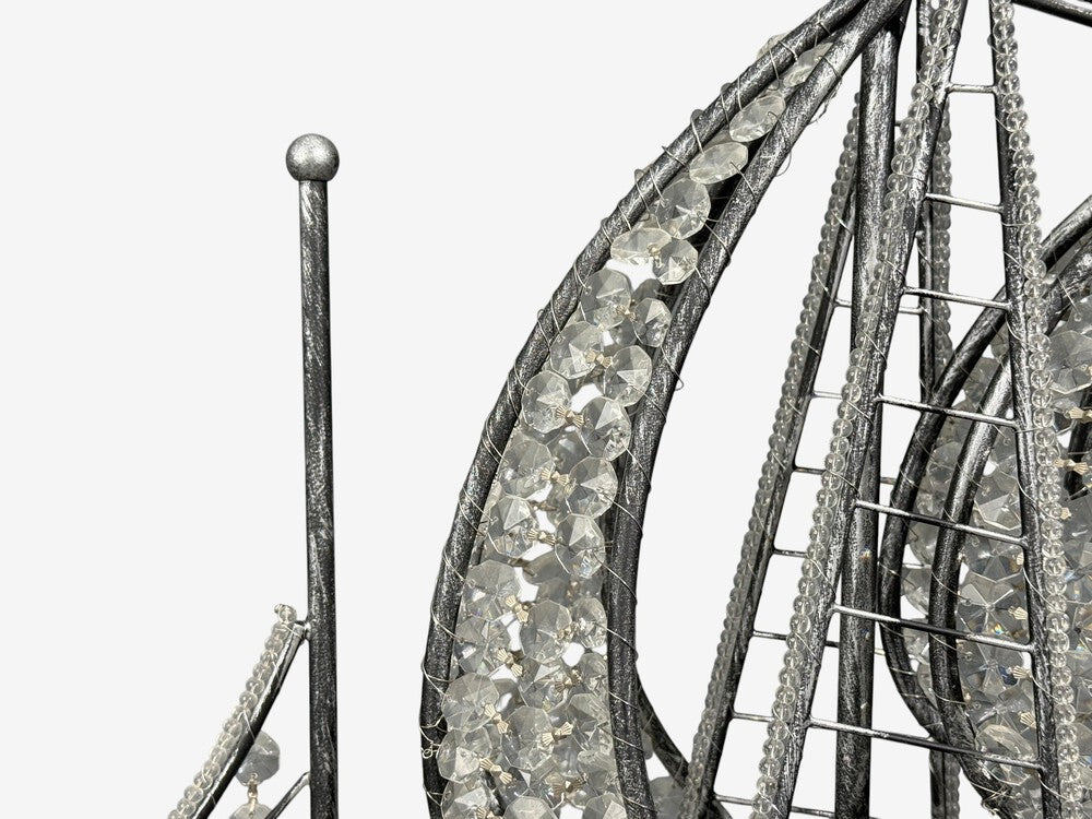 Neoclassical Style, Large Sail Boat Chandelier, Iron, Crystal, 2000s