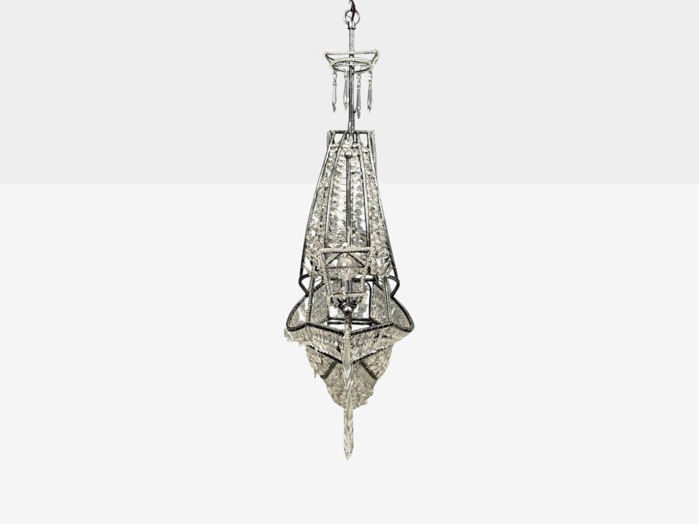 Neoclassical Style, Large Sail Boat Chandelier, Iron, Crystal, 2000s