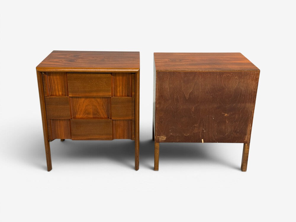 Edmond J. Spence, Sculptural Nightstands, Walnut, Sweden, 1950s