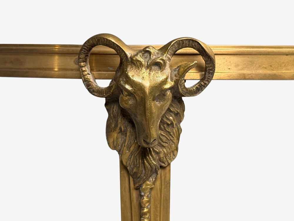 Louis XVI Style, Rams Head Gueridon, Bronze, Black Stone, France, 20th c.